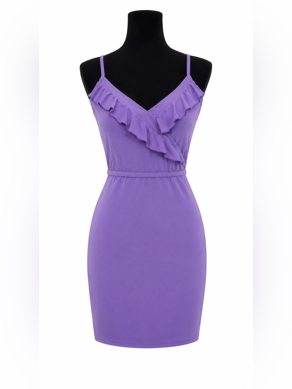 LUSH PURPLE RUFFLE MINI DRESS WITH TIE WAIST